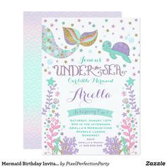 a mermaid themed birthday party with an under the sea theme on it's card