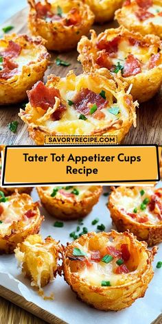 Elevate your appetizer game with these Tater Tot Appetizer Cups! A fun twist on traditional appetizers, these crispy treats are packed with flavor and topped with your favorite ingredients. Ideal for parties or casual get-togethers, they’re quick to make and even quicker to disappear! Check out the recipe now! Tater Tot Horderves, Mini Loaded Tater Tots Appetizer, Loaded Cheesy Tater Tot Cups, Muffin Cup Appetizers, O'dourves Appetizers, Chicken Bacon Ranch Wonton Cups, Tator Tot Appetizer Cup, Tator Tot Appetizers Super Bowl, Halloween Tater Tots