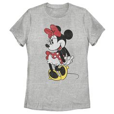 Who knew that dressing "mousey" could be so cute!? Celebrate Walt Disney's most iconic characters with this officially licensed Disney Mickey Mouse and Friends Retro Minnie Women's Graphic T-Shirt. This adorable tee features a distressed portrait graphic of retro Minnie Mouse who is doing one of her classic stances while wearing her iconic polka dot dress across the front. Add this tee to your Disney collection for the perfect style on your next trip to Disneyland! Portrait Graphic, Disney Theme Parks, Graphic Tee Design, Mickey Mouse And Friends, Classic Disney, Mickey And Friends, Disney Mickey Mouse, Graphic Tees Women, Tee Design