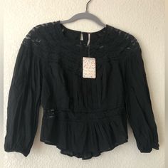 Questions? Leave A Comment Below! Black Lace Trim Blouse For Daywear, Black Lace Top Blouse For Daywear, Black Lace Top For Daywear, Vintage Black Blouse With Lace Trim, Vintage Black Top With Lace Trim, Lace Balloons, Dolman Sleeve Shirt, Open Back Blouse, Lace Sleeve Top