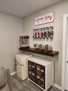 a coffee bar in the corner of a living room