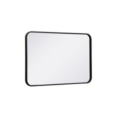 a mirror with a black frame on the front and back sides, against a white background