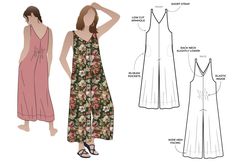 an image of a woman's dress sewing pattern with the measurements and instructions to make it