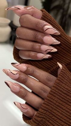 Do It Yourself Nails, Almond Shaped Nails Designs, Almond Acrylic Nails Designs, Brown Acrylic Nails, Almond Shape Nails