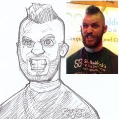 a drawing of a man's face next to an image of the same person