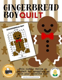 a gingerbread boy quilt pattern is shown with the instructions for it to sew