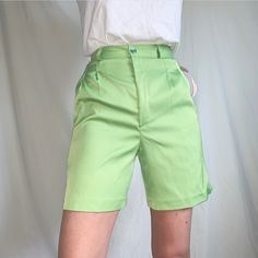 Nwt Vintage 90s Green High Rise Shorts, Pleated Waist, Zipper & Button On Front, Elastic Panels On Waist Brand: Marcia Size: Tagged Size 2, See Measurements For Sizing Material: 98% Microfiber 2% Lycra Care: Machine Wash Or Hand Wash Condition: New/Unused Condition, Tags Attached Measurements: Waist 25”-26” Hips 42” Rise 13” Thigh 25” Inseam 6.5” Xe3 High Rise Shorts, Vintage Shorts, Vintage 90s, Womens Bottoms, Vintage Ladies, High Rise, Size 2, Hand Wash, High Waisted