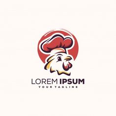 the head of a chicken with a chef's hat on his head logo design