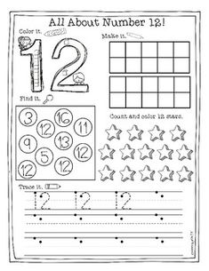 a printable worksheet for numbers 1 - 12, including the number one