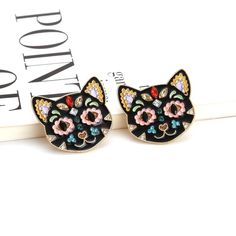 5 business days order processing time.Length：3.5cm Width：3.6cm Handmade Alloy Earrings For Party, Party Enamel Earrings For Pierced Ears, Trendy Alloy Crystal Earrings, Trendy Crystal Earrings With Rhinestones, Trendy Jeweled Earrings For Gift, Trendy Metal Stud Jewelry, Metal Studs Jewelry As Gift, Metal Studs Jewelry For Gifts, Witch Pumpkin