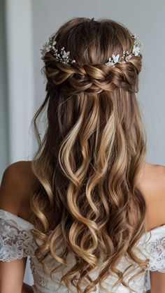 Rapunzel Wedding, Wedding Hairs, Pretty Hair Styles, Bridal Hair Half Up, Intricate Hairstyles, Wedding Makeup And Hair, Hair Half Up, Long To Short Hair