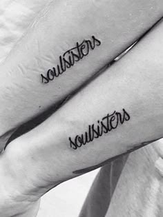 two people with matching tattoos on their arms that say soul sisters and soul sisters together