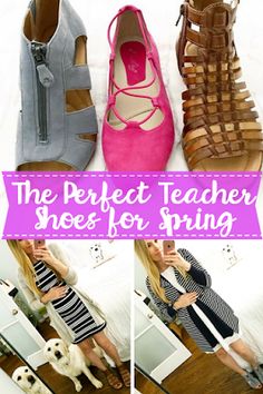 These are the perfect teacher shoes for spring! They are incredibly comfortable and can be worn in the classroom all day without your feet (or back) hurting! The perfect flats, wedges, and sandals to wear in the classroom this spring :) Teacher Shoes, Shoes For Spring, Shoes Comfy, Spring Fashion Casual, Dress Appropriately, Spring Fashion Outfits