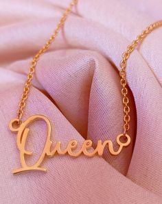 Queen  necklace gifts are one of the best ways to show your loved ones how much you value them. Combining beautiful jewelry with a loved ones name is never a failing idea. Our name necklaces are fully customizable from the font to the pendants, they are personalized to your liking. Order one of our 18k gold plated necklaces to show your appreciation to your loved ones. 18k Solid gold plated Queen  necklace is perfect gift for birthday. Hello, every woman loves personalized gifts. In fact, we all Elegant Customized Charm Necklaces For Valentine's Day, Custom Name Pendant Necklace For Valentine's Day, Valentine's Day Custom Name Pendant Necklace, Rose Gold Name Necklaces For Valentine's Day, Pendant Name Necklace For Birthday And Mother's Day, Rose Gold Necklaces With Name For Valentine's Day, Rose Gold Name Necklace For Valentine's Day, Rose Gold Nameplate Necklace For Birthday Gift, Mother's Day Pendant Name Necklace