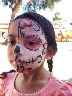 Sugar Skull Kids Makeup, Sugar Skull Face Paint Kids, Easy Catrina Makeup Kids, Kids Sugar Skull Makeup, Day Of The Dead Makeup Kids, Catrina Makeup Kids