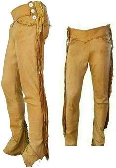 #ad Top Rated Men Native American Western Soft Buckskin Buffalo Ragged Leather Pants, Men's Clothing Frontiersman Gear, Men Native, Native American Western, Fringe Pants, Cowboy Pants, Western Brown, Side Fringe, American Western, Rodeo Outfits