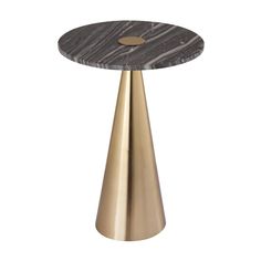 the side table is made out of brass and marble