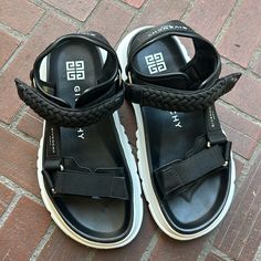 Givenchy Sandals. Nwot Or Box. Size 42 European Sizing Luxury Black Sandals With Woven Sole, Designer Black Sandals With Woven Sole, Givenchy Sweater, Givenchy Sneakers, Givenchy Sandals, Givenchy Tshirt, Givenchy Logo, Givenchy Shoes, Men Slides