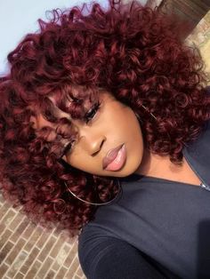 Cherry Chic: Trendy Hairstyles That Accentuate Your Red Tresses Burgundy Curly Hair, Hair Color Cherry Coke, Deep Red Hair Color, Pelo Color Vino, Deep Red Hair, Cherry Hair Colors, Maroon Hair, Cherry Red Hair, Dyed Curly Hair