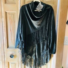 Fringed Long Sleeve Shirt , New With Tags, Size L, Loly Wood Brand. Long Sleeve Fringe Beach Cover-up, Bohemian Long Sleeve Fringe Cover-up, Green Lace Top, Black Fringe Long Sleeve Cardigan, Casual V-neck Top With Fringe, Light Pink Tops, Brown Long-sleeve Fringe Outerwear, Beige Blouse, White Long Sleeve Blouse