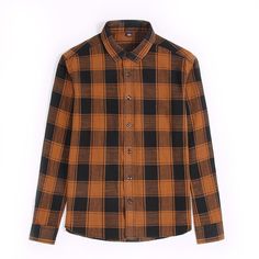 Fresh Plaid Slim Fit Long Sleeve Shirt Features：  Product ID:LS0016 Material:Cotton,Polyester,Viscose Season:Spring,Autumn,Winter Color:White,Brown,Beige  Size Chat： Classic Orange Shirt For Fall, Orange Casual Cotton Flannel Shirt, Casual Orange Cotton Flannel Shirt, Casual Plaid Shirt, Mens Flannel Shirt, Brown Beige, Cotton Flannel, Long Sleeve Casual, Flannel Shirt