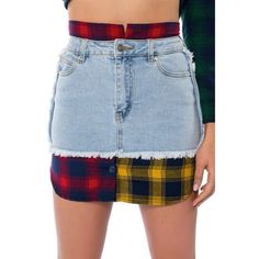 New With Tags. Denim Skirt With Dual Plaid Detail. Skirts Plaid, Cutout Skirt, Belted Mini Skirt, Pink Mini Skirt, Bandage Skirt, Sequin Mini Skirts, Mesh Skirt, Black High Waist, Denim Midi Skirt