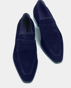 Handmade Mens Dress Loafer Slips On Moccasin Suede Navy Blue Suede Formal Shoes sold by Branded_fashion2020 on Storenvy Classic Navy Luxury Loafers, Luxury Navy Classic Loafers, Navy Classic Luxury Loafers, Luxury Wingtip Moccasins For Galas, Luxury Blue Moccasins For Formal Occasions, Luxury Navy Loafers With Leather Sole, Luxury Wingtip Moccasins For Semi-formal Occasions, Mens Blue Dress Shoes, Shoes Men Formal