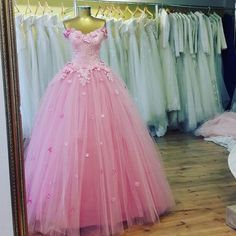 Charming Lace Appliques V Neck Pink Tulle Quinceanera Dress-alinanova Formal Dresses Ball Gowns, Dresses For Teens Wedding, Prom Dresses Tulle, Evening Formal Dresses, Dresses Tulle, Ball Gowns Princess, Pink Prom Dress, Quinceanera Dress, Pink Prom