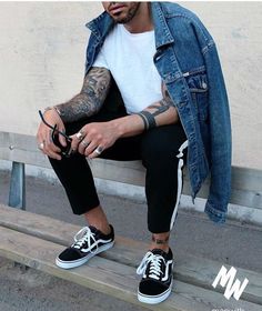 Urban Fashion Girls, Urban Wear Women, Urban Apparel, Hipster Mens Fashion, Mens Fashion Jeans, Urban Wear, Urban Outfits, Vans Old Skool, Outfit Casual