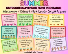 the printable summer scaver hunt for kids