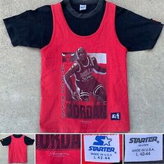 vintage Michael Jordan Chicago Bulls Starter Tank Top 90s HOT STARTER t-shirt L | eBay Throwback Short Sleeve Tops For Streetwear, Summer Throwback Tops With Graphic Print, Vintage Michael Jordan, Jordan Chicago, Tee Ideas, Michael Jordan Chicago Bulls, Graphic Tees Vintage, Concert Tees, Vintage Graphic