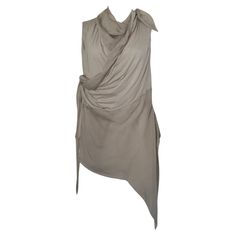 Rick Owens Made of silk, lamb leather, & rayon Can be worn multiple ways Asymmetrical cut Great condition Size: IT42/US8 Asymmetrical Cut, Tunic Blouse, Rick Owens, Street Style, Fashion Outfits, Blazer, Silk, Grey, Outfit Inspo