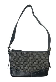 Coach East West Jacquard Signature Shoulder Bag Black Leather Trim M0732-F11395 Shoulder Bag Black, East West, Leather Trim, Leather Trims, Purses And Handbags, Bags Handbags, Shoulder Bags, Shoe Accessories, Black Leather