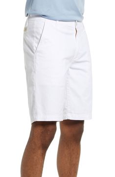 A comfy stretch-cotton blend brings all-day comfort to these closet-staple shorts with a slightly tapered leg opening and clean trouser look. 9 1/2" inseam; 19" leg opening; 9 1/2" front rise; 15 1/2" back rise (size 29) 97% cotton, 3% polyurethane Machine wash, tumble dry Imported Classic White Cotton Bermuda Shorts, Business Casual Bermuda Cotton Bottoms, Cotton Bermuda Shorts For Business Casual, Fitted Cotton Bermuda Shorts For Business Casual, Spring Cotton Bermuda Shorts For Business Casual, Business Casual Bermuda Cotton Shorts, Business Casual Bermuda Shorts With Built-in Shorts, Classic Cotton Shorts For Business Casual, Business Casual Cotton Shorts With Short Legs