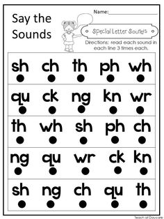 a printable worksheet with the words say the sounds