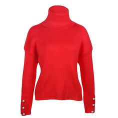 Thickness: Thick （Winter)Material Composition: BlendMaterial: Cotton,SpandexDecoration: ButtonCollar: Turtleneck Winter Turtleneck Sweater With Buttons, Red Winter Sweater With Buttons, Red Sweater With Buttons For Winter, Red Buttoned Sweater For Winter, Red Winter Sweater With Button Closure, Red Knit Sweater With Buttons, Red Buttoned Sweater For Work, Red Winter Tops With Button Closure, Fitted Red Sweater With Buttons