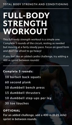 the full body strength workout is shown in this advert for an upcoming product, which includes