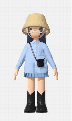 a doll with glasses and a hat on it's head is standing in front of a white background