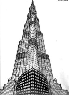 an architectural drawing of the burj building in new york city, ny taken from below