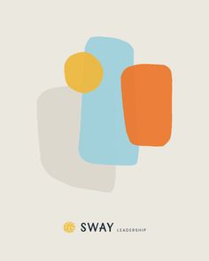 the sway logo is shown in orange, blue and yellow colors on a white background