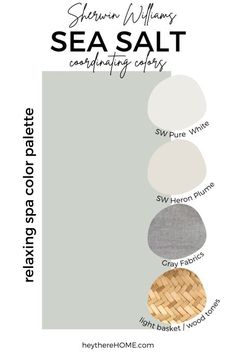 the color scheme for sea salt is shown in shades of gray, white and brown