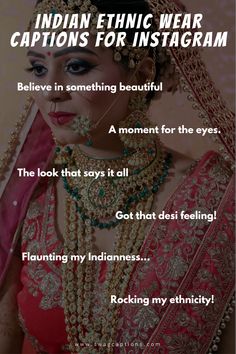 Glittery Captions, Insta Caption For Saree Pic, Indian Fashion Quotes, Indian Wear Quotes For Instagram, Wearing Saree Quotes For Instagram, Indian Wear Captions For Instagram, Caption For Lehenga Pictures, Quotes For Saree Pictures, Caption For Ethnic Wear Instagram