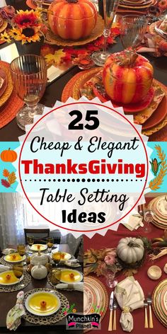 Cheap and Elegant Thanksgiving Table Setting Ideas Dinner Table Diy, Tablescapes Simple, Thanksgiving Table Settings Centerpieces, Dollar Store Ideas