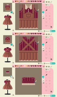 an info sheet shows how to make a dress for the game's costume designer