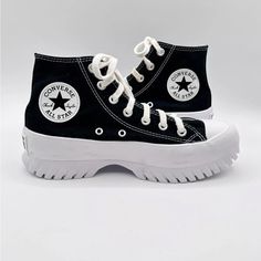 New Without Box Never Worn 8mens 10womens Step Up Your Sneaker Game With These Stylish And Comfortable Converse Chuck Taylor All Star Lugged Hi 2.0 Platform Sneakers. These Shoes Feature A High Top Design With A Lace-Up Closure, Making Them Easy To Put On And Take Off. The Solid Black Color And Star Theme Add A Touch Of Personality To Any Outfit, While The Standard Shoe Width And Foam Insole Provide All-Day Comfort. Made With Canvas Upper Material And Foam Insole Material, These Sneakers Are Dur Converse Platform Black, Dr Script, Converse Chuck Taylor All Star Lugged, Chuck Taylor All Star Lugged, All Star Lugged, Size 10 Style, Converse Platform, Star Theme, Sneaker Games