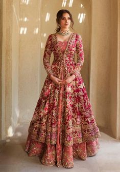 Royal Pishwas Frock Lehenga Pakistani Bridal Dress Anarkali For Bride, Red Bridal Anarkali Suits, Anarkali Dress For Engagement, Anarkali Suits For Engagement, Anarkali Bridal Dress, Desi Bridal Outfits, Wedding Anarkali Dress Indian Bridal, Engagement Anarkali Suits, Anarkali Bridal Suits