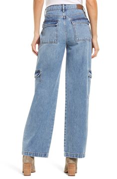 Fashioned with straight legs and cargo-inspired patch pockets, these nonstretch denim jeans will lend fierce and flattering style to any ensemble. 31" inseam; 19 1/2" leg opening; 11 1/2" front rise; 15" back rise 100% cotton Machine wash, tumble dry Imported Everyday Medium Wash Cargo Jeans With Pockets, Mid-rise Cargo Jeans With Pockets In Medium Wash, Medium Wash Rigid Denim Jeans With Cargo Pockets, Non-stretch Denim Cargo Jeans, High Rise Non-stretch Medium Wash Cargo Jeans, Dad Jeans, Patch Pocket, Denim Jeans, Mom Jeans