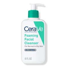 8.0 oz Foaming Facial Cleanser, Gel-Based Face Wash for Balanced to Oily Skin - CeraVe | Ulta Beauty Cerave Skincare Foaming Cleanser, Cera Ve Foaming Cleanser, Smooth Skin Products, House Hygiene, Cerave Face Wash, Cleanser Cerave, Face Wash Routine, Cerave Foaming Cleanser, Cosmetic Injections