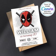 a birthday card with a deadpool character on it