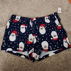 Black Santa Print. Pj Shorts, Black Santa, Flannel Women, Old Navy Women, Women's Intimates, Old Navy, Dark Blue, Blue White, Pajamas